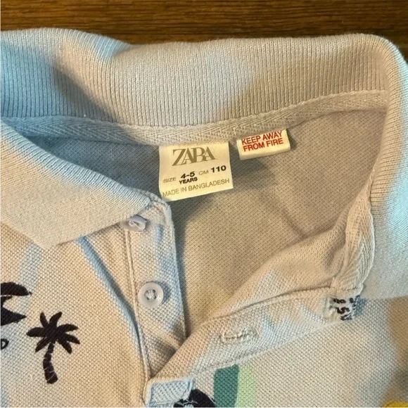 Zara Kids Polo Shirt with Surf and Palm Print - Picture 2 of 3